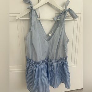 Blue two toned striped tank top